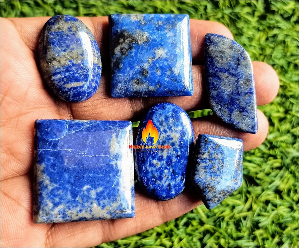 Lapis Cabochon - 15 To 20 Mm, Multi-color Natural Stones | Top Grade, Light-reflective Finish, Ideal For Jewelry & Meditation Crafts