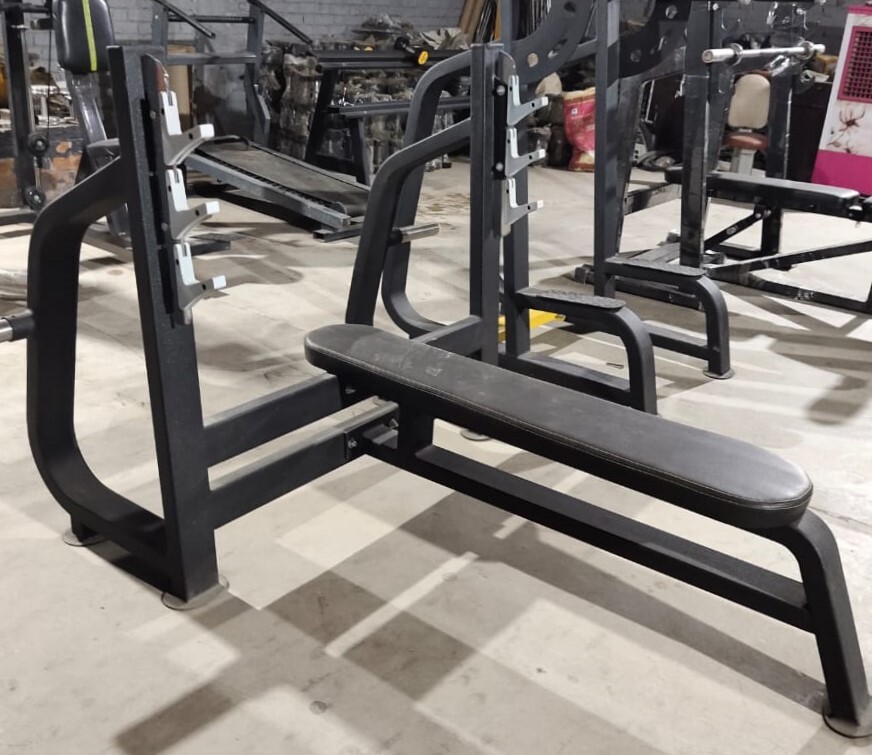 Olympic Flat Bench - 12 Gauge Rectangular Pipe, Black Foam Seat | Advanced Double Effect Welding, Adjustable For Muscle Gain