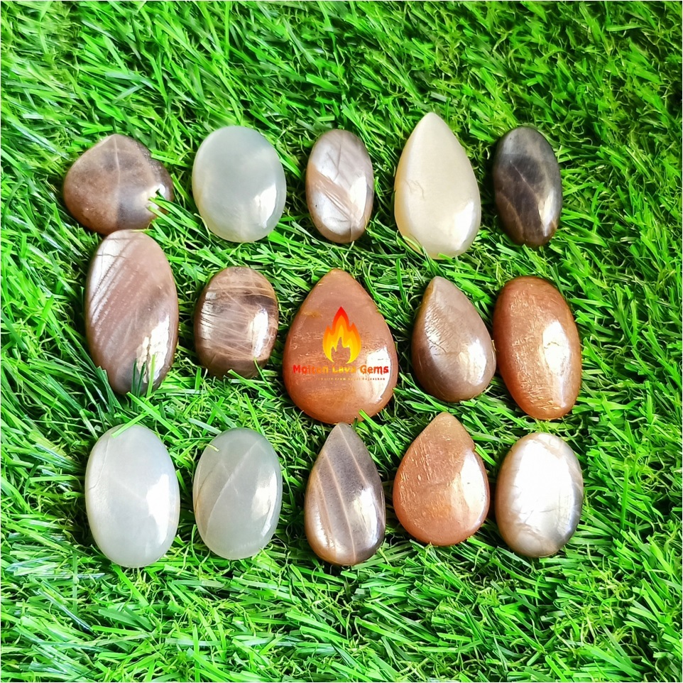 Gray Moonstone Cabochons Grade: Top