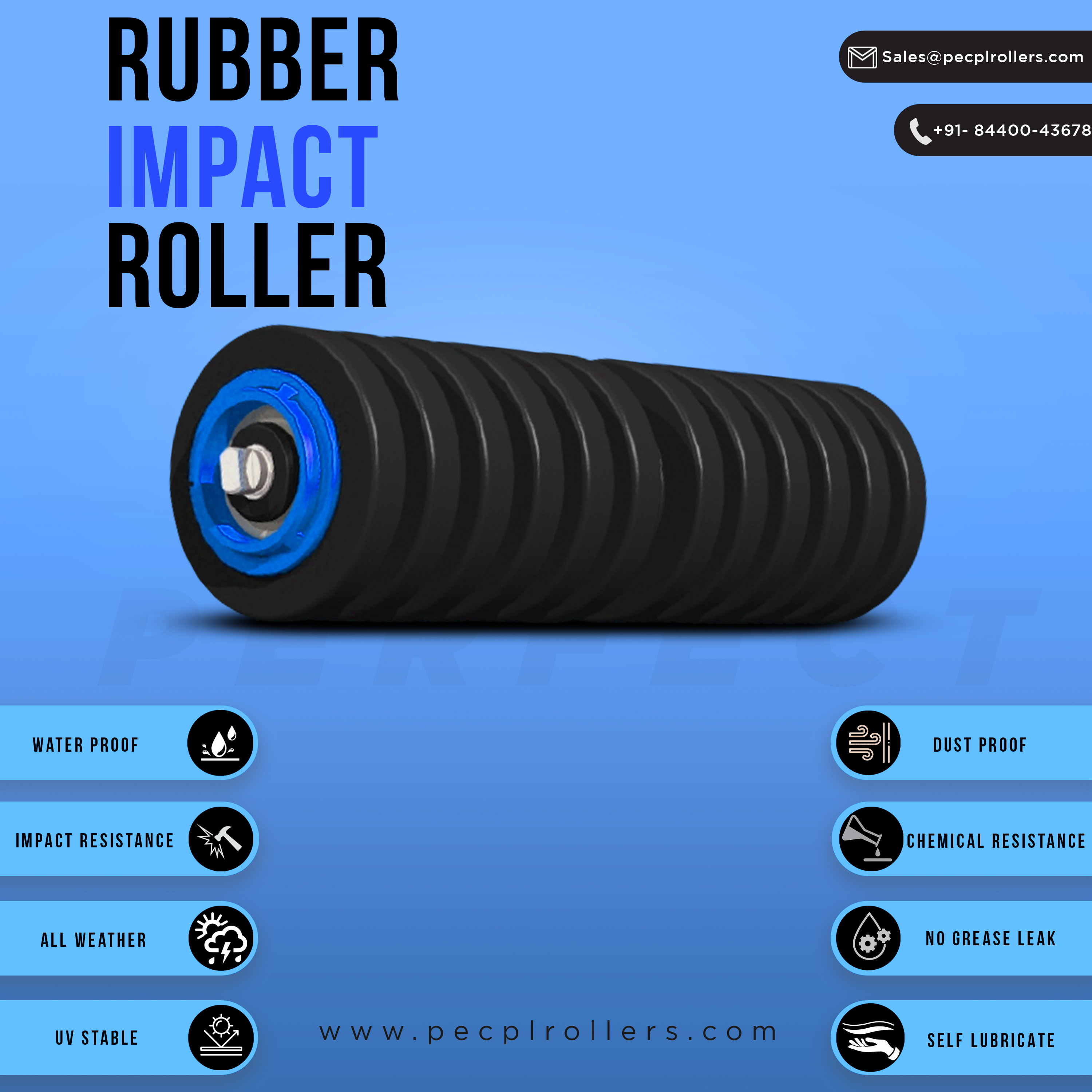 Conveyor Impact Idler - Color: Black