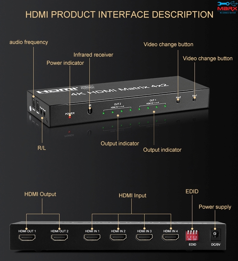 Marx Hdmi Matrix Switch 4x2
