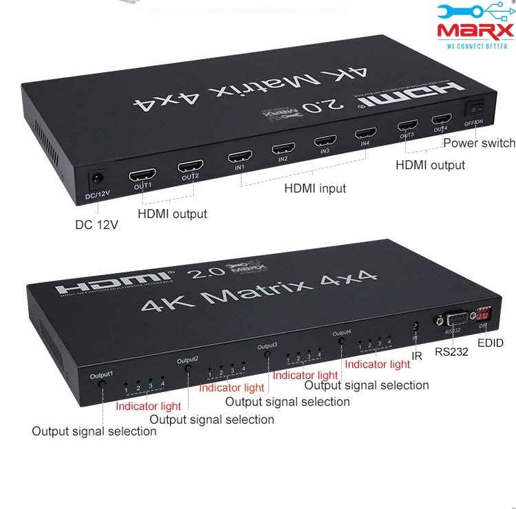 Marx Hdmi Matrix Switch 4-4 - Color: Black