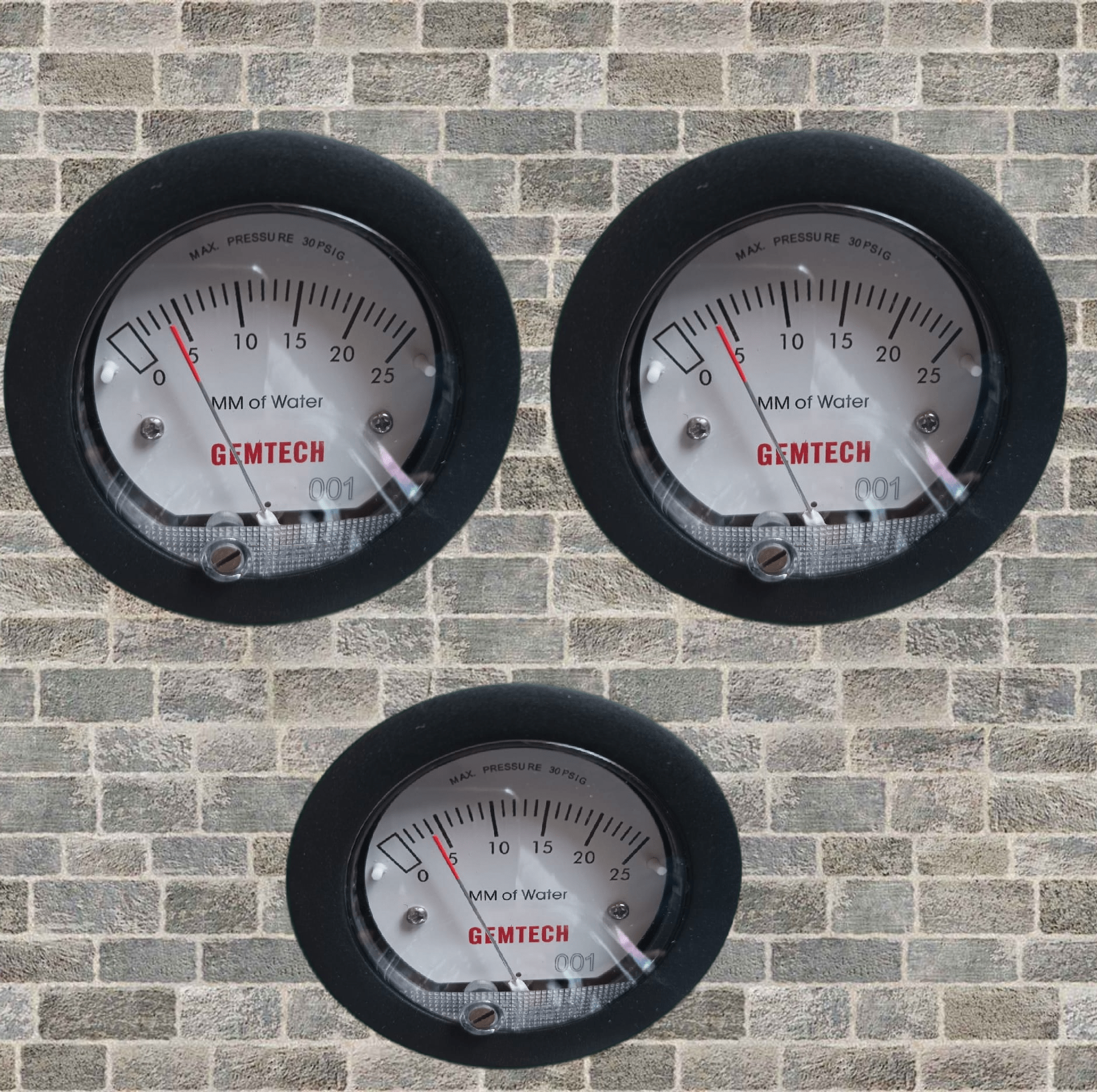 Mini Differential Pressure Gauge Gemtech Range 0-0.5 Inch Accuracy: A 5% Of Fs At 70a F (21.1a C)