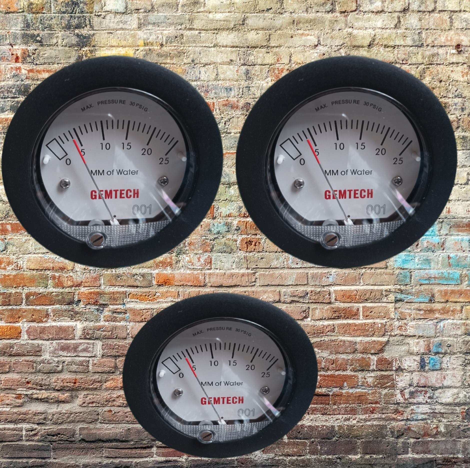 Mini Differential Pressure Gauge Gemtech Range 0-0.5 Inch Accuracy: A 5% Of Fs At 70a F (21.1a C)