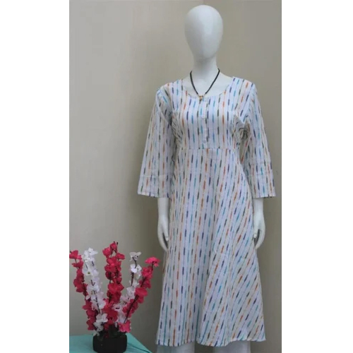 Washable Blue Printed Cotton Kurti