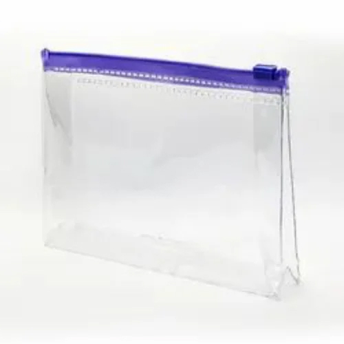 PVC Transparent Pouch - 100% Virgin Quality, Customized Size , Zipper Closure, Plain Pattern, Transparent Color, Durable PVC Material