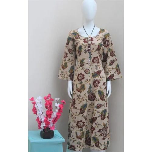 Formal Wear Printed Cotton Kurti - Customized Size | Printed Design, Washable Material For Daily Wear