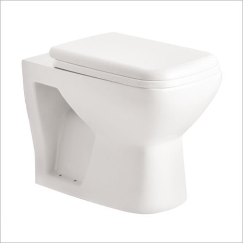 Ceramic Wall Mounted Toilet - Rectangular Design | Glossy White Finish, Space-Saving Minimalist Style