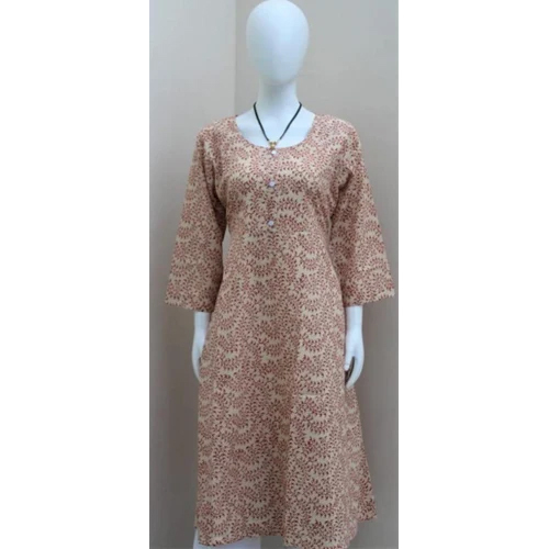 Casual Wear Anarkali Cotton Printed Kurti - Cotton Customized Size | Washable Printed Design For Daily Wear