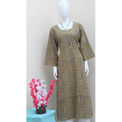 Full Sleeve Printed Cotton Kurti - Cotton Material, Customized Size | Daily Wear, Washable, Stylish Printed Design