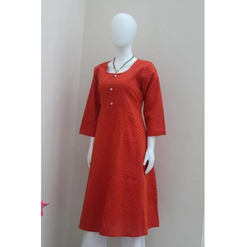 Plain Cotton Anarkali Kurti - Cotton Daily Wear Printed Pattern | Washable Fabric For Comfortable Everyday Use