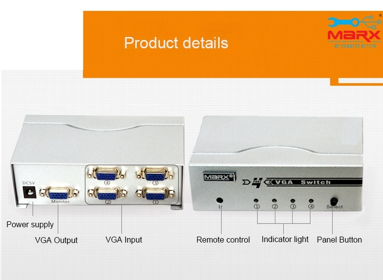 Marx Vga Switch - 2/4/8 Port , Enhance Display Sharing For Industrial Use, Boost Efficiency In Workplace And Education