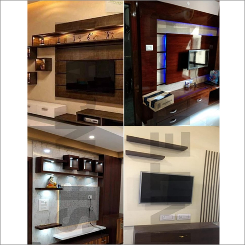Tv Unit Interior Designing - Customizable Wood, Metal, Glass Materials | Professional Installation, Led And Recessed Lighting, High-quality Hardware, Paint And Veneer Finishes