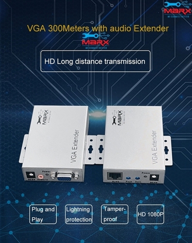 Marx Vga Extender - 300m Range Over Cat5e/6 Cable | Enhanced Signal Efficiency, Ideal For Military And Educational Use