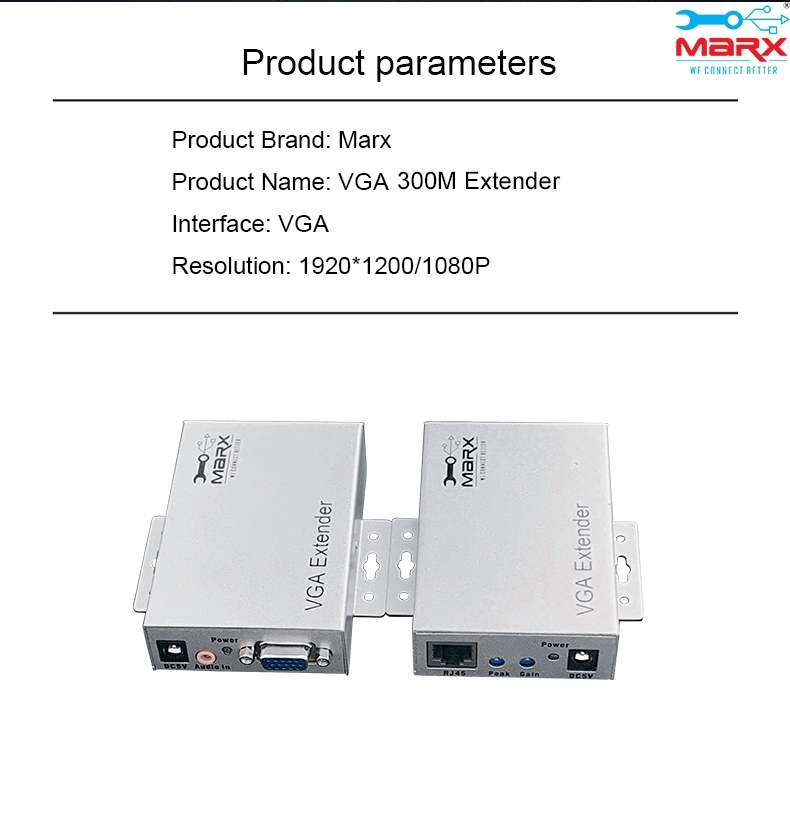 Marx Vga Extender - 300m Range Over Cat5e/6 Cable | Enhanced Signal Efficiency, Ideal For Military And Educational Use