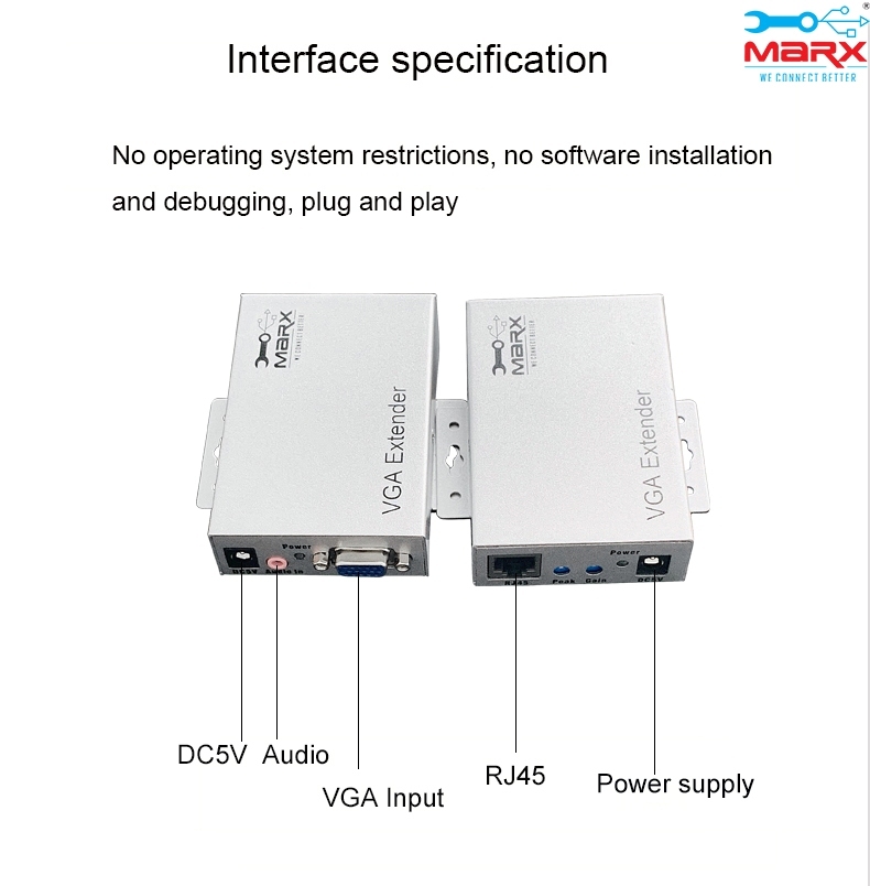 Marx Vga Extender - 300m Range Over Cat5e/6 Cable | Enhanced Signal Efficiency, Ideal For Military And Educational Use