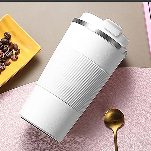 Jovial Mug - Stainless Steel, 500ml | Matte Finish, Double Walled Insulation, Bpa Free Lid, Sweat Free Body, Ergonomic Rubberized Grip, 6 Hour Temperature Retention