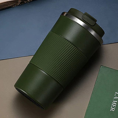 Jovial Mug - Stainless Steel, 500ml | Matte Finish, Double Walled Insulation, Bpa Free Lid, Sweat Free Body, Ergonomic Rubberized Grip, 6 Hour Temperature Retention
