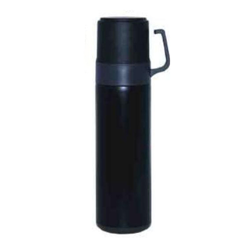 Double Cup Flask - Stainless Steel 304, 600 Ml, Black | Dual Cup Integrated Cap, Bpa Free, Leak Proof, Adventure Inspired Handle, Double Walled Copper Insulated