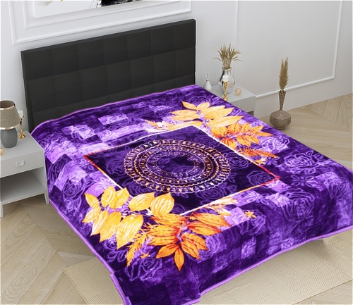Flower Print Mink Blanket - 100% Cotton, Plain Style for Adults