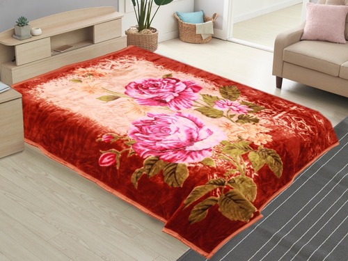 Flower Print Mink Blanket - 100% Cotton, Different Available Colors | Stylish Plain Design for Adults