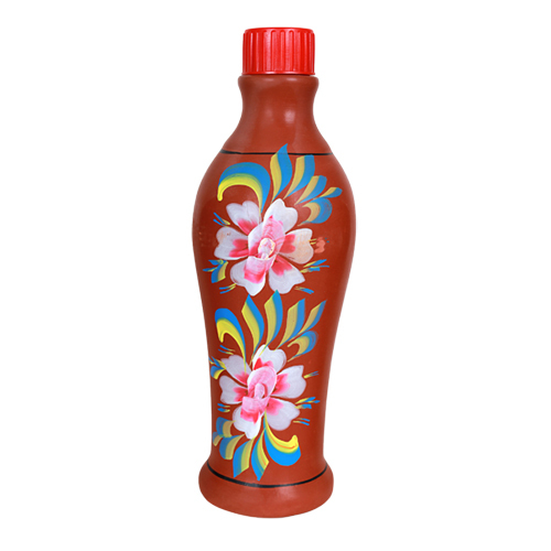 Multicolor Colorful And Natural Clay Water Bottle Handmade