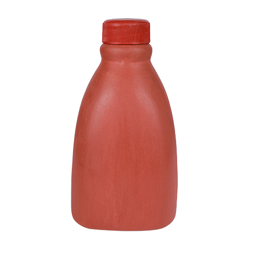 Clay Small Water Bottle - Terracotta Clay 400 Ml Brown | Compact Design Eco-friendly Intricate Patterns Temperature Regulating