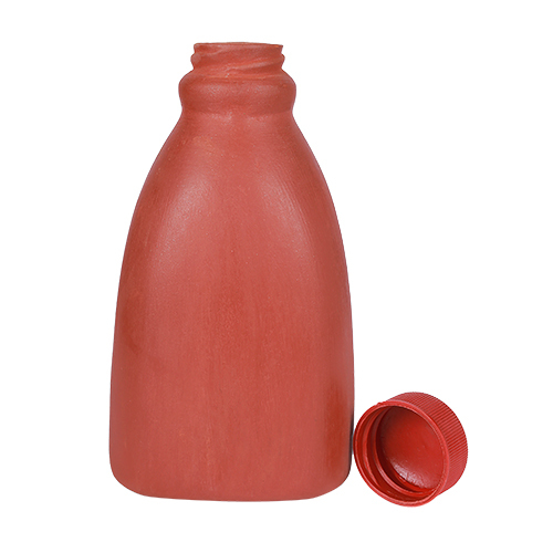Clay Small Water Bottle - Terracotta Clay 400 Ml Brown | Compact Design Eco-friendly Intricate Patterns Temperature Regulating