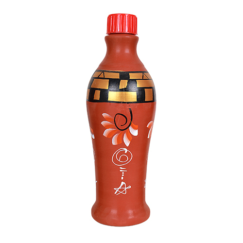 Handmade Earthen Clay Bottle - Color: Multicolor