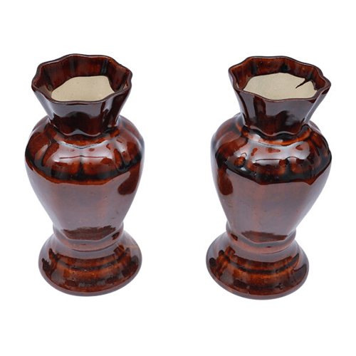 Ceramic Fancy Flower Set - High-quality Terracotta Clay Maroon And White Colors | Customized Designs Elegant Decorative Patterns Perfect For Home Dã©cor