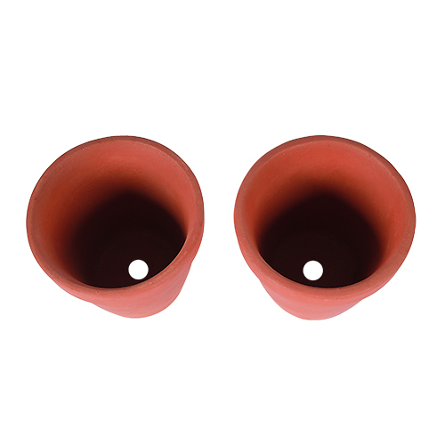 Clay Round Flower Pot - Terracotta Clay, 4 Inch Height | Antique Effect, Porous Design For Ideal Plant Growth And Moisture Regulation