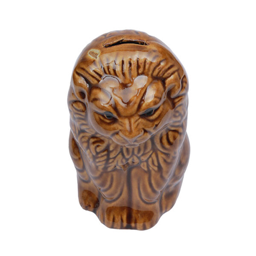 Ceramic Lion Money Bank - Ceramic Material, Various Sizes Available, Brown Color | Ideal For Decoration And Household Use, Warranty Included