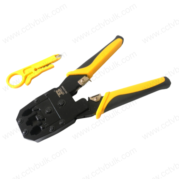 Bosi Rj45 Crimping Tool Professional - High Quality Steel Plate, Tpr Plastic Handle , Ratchet Device For Efficient Crimping Of Reticle And Phone Line Terminals