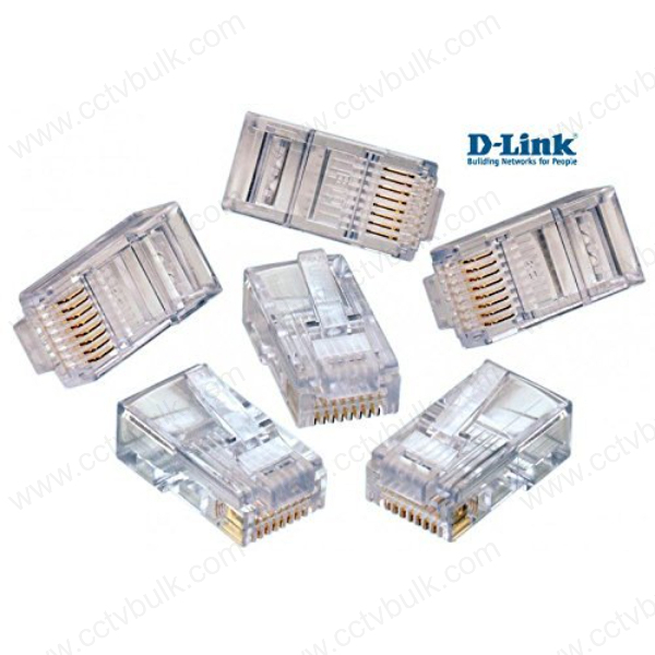 D-link Rj45 Connector Cat5e Utp Original - 100 Pcs Pack, 8p8c Type, Copper Alloy With 03mu Gold Plating, 24-26 Awg Compatible
