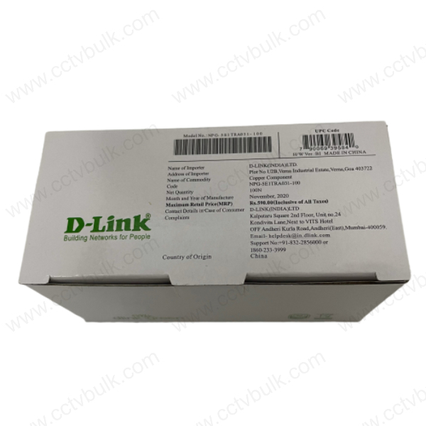 D-link Rj45 Connector Cat5e Utp Original - 100 Pcs Pack, 8p8c Type, Copper Alloy With 03mu Gold Plating, 24-26 Awg Compatible