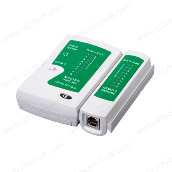 Lan Cable Tester Rj45 Regular - Total Size: 105x100x28mm, Main Tester: 105x67x28mm, Remote Tester: 105x28x28mm, Operates With 9v Battery (Not Included)