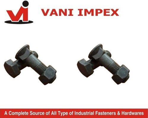 Half Thread Black Color Jcb Tooth Bolt - En-8, 6/8" X 2-1/2", Abrasion-resistant, Durable Alloy, Pack Of 250, Suitable For Heavy Automotive Applications