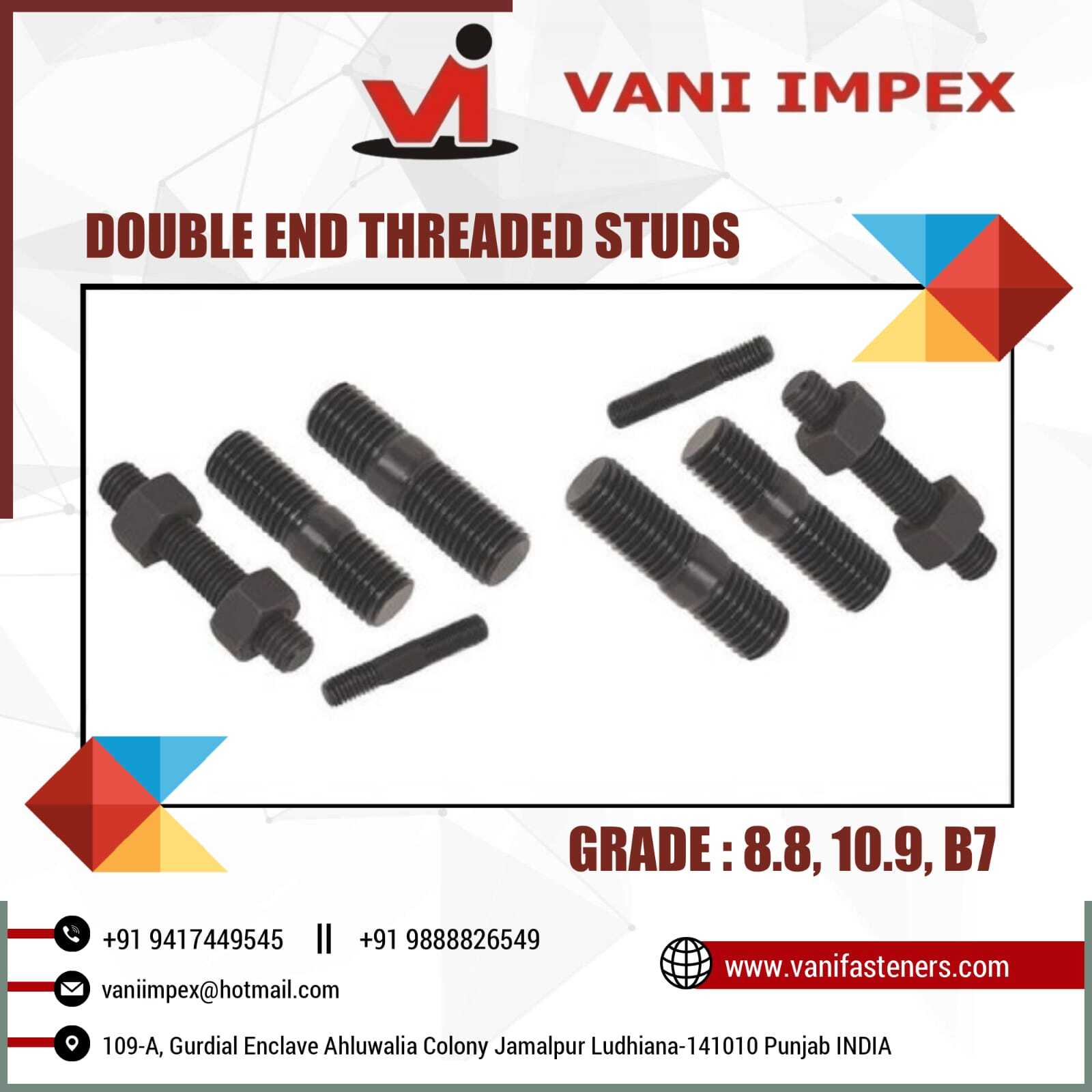Double End Threaded Studs - High-strength Steel, 10mm Diameter, Durable And Versatile Fastening Solution