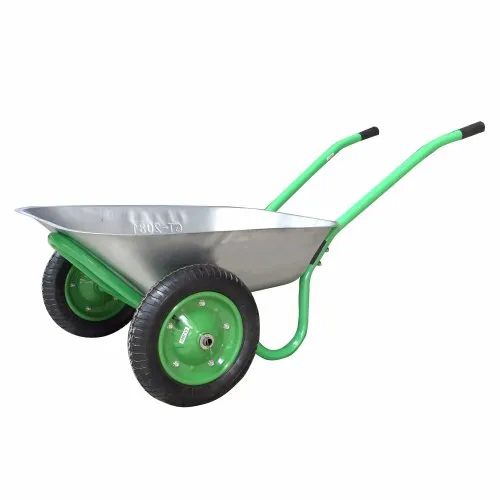 Double Wheel Barrow - Steel Material | Industrial Trolley With Enhanced Load Capacity And Durable Design