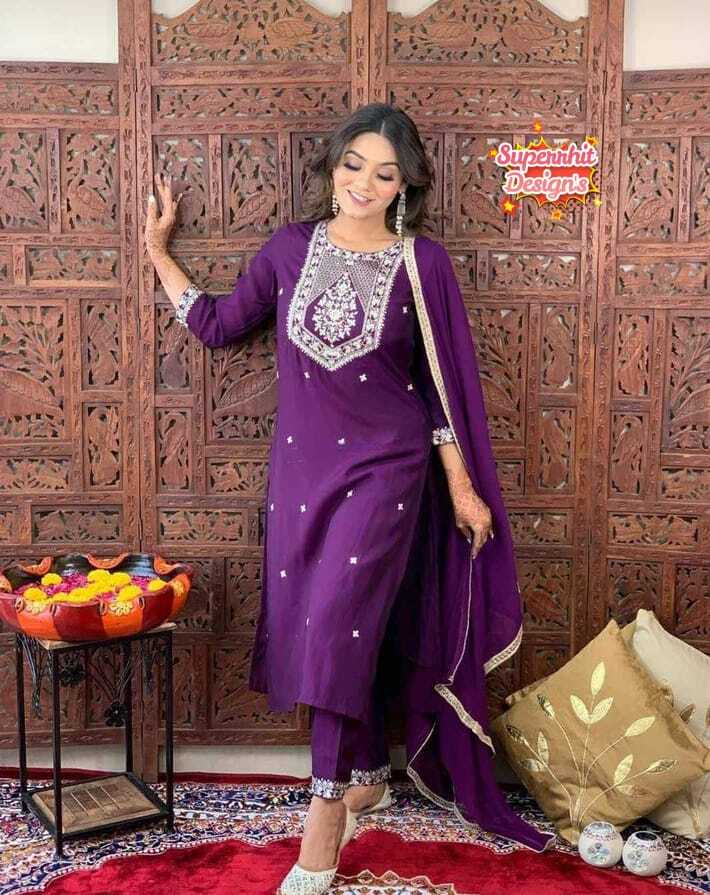 Rayon Kurti Pant With Shiffon Dupatta