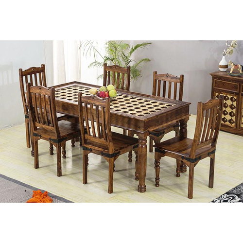 Wooden Dining Table With 6 Chair Set - Assembly: No Assembly Required