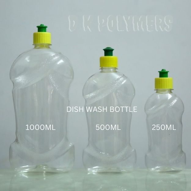 Plastic Dish Wash Bottle - 250 Ml | Pet Material, Transparent Color, Durable Design, Surface Engraving Available
