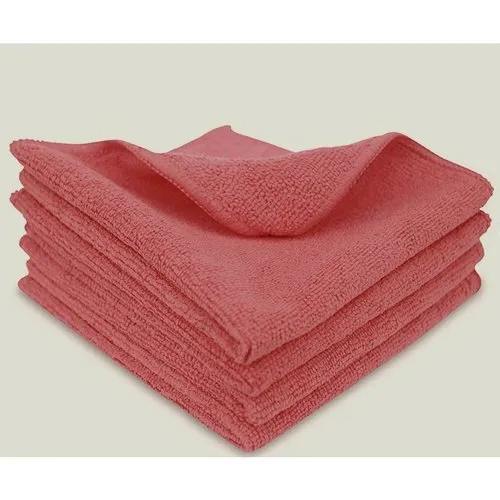 प्लेन डाइड रेड माइक्रोफाइबर क्लीनिंग टॉवल