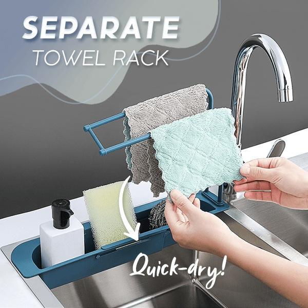 Telescopic Adjustable Faucet Rack Dish Brushes Sponge Storage Shelves Sink Drain (2307) - Plastic Material, 36x27x8.5 Cm Size, Multi/assorted Color | Ideal For Kitchen Sink Organization