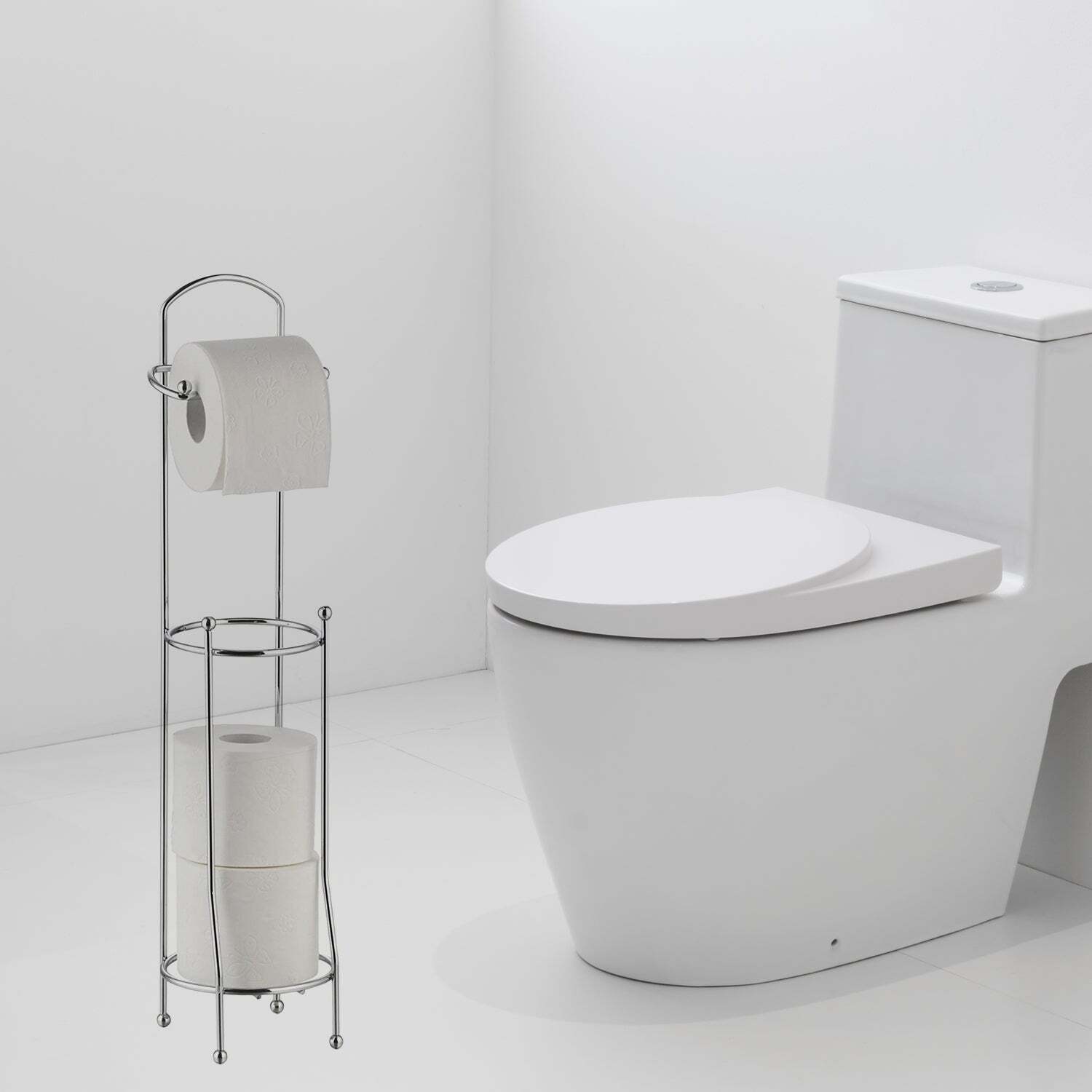 Tissue Roll Stand 63cm - Stainless Steel, 14x14x63 Cm, Silver | High-quality Stand For Toilet & Home Use, Durable Design