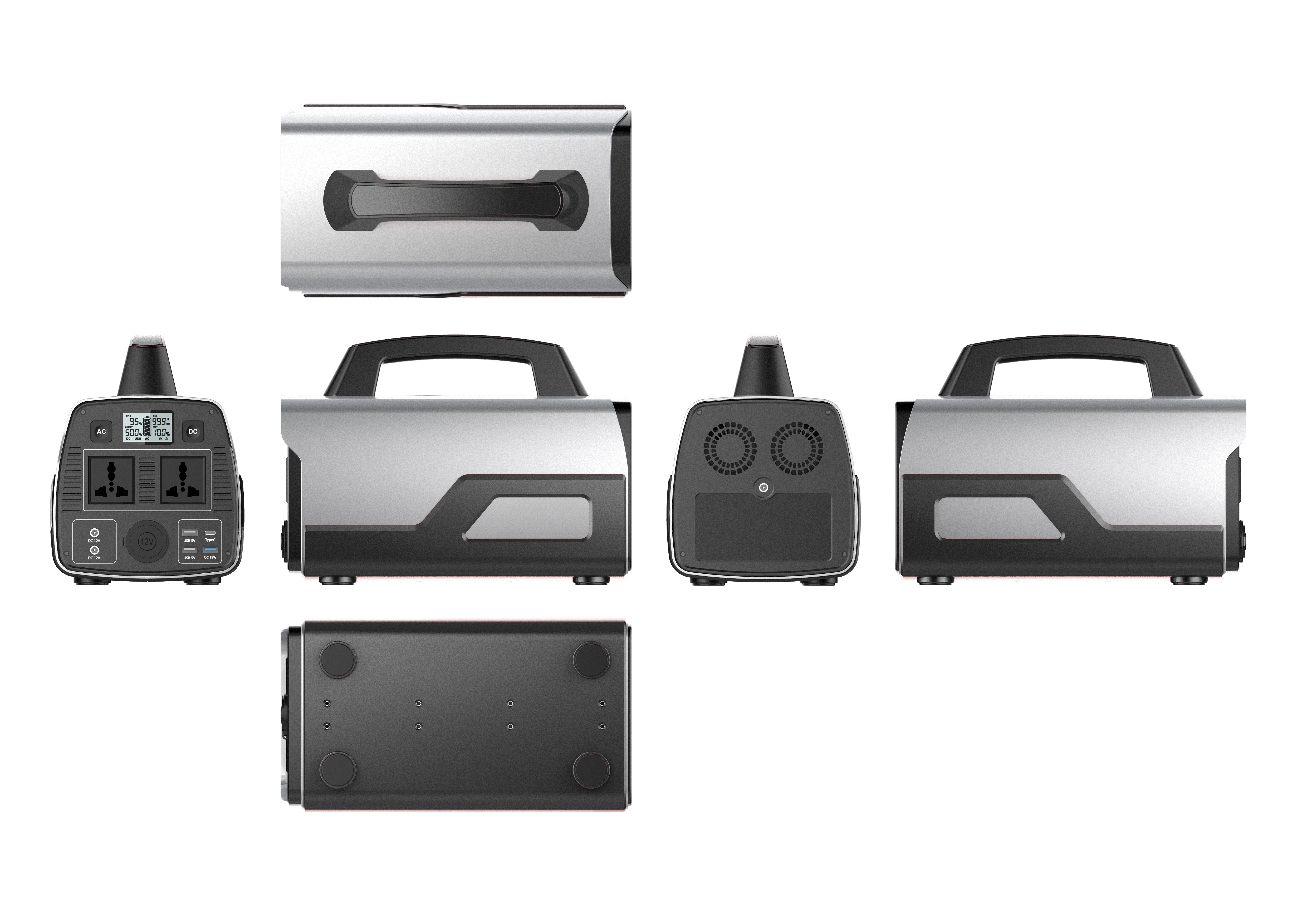 Silver & Black Sarrvad Portable Solar Power Generator St-500