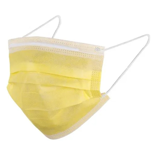 3 Ply Face Mask - Single Use | High Quality, Suitable for All Ages, Bright Yellow Color