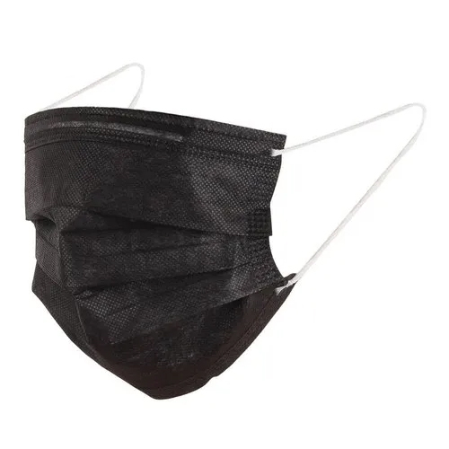 Non Woven Face Mask - 3 Ply Structure, Black Design for All Ages, High Quality, Single Use