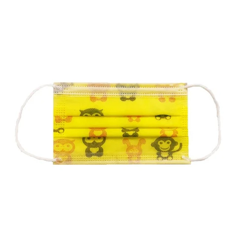 Kids Yellow Printed Face Mask Age Group: Children