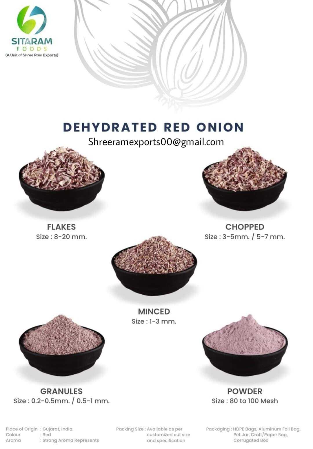 Dehydrated Red Onion Granules - 0.2 - 0.5mm Reddish-brown Granules, <5% Moisture | Ideal For Soups, Sauces, Seasonings, Adds Rich Onion Flavor